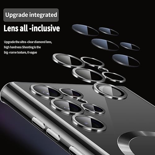 Miniatura 8 de Funda para Samsung Galaxy S22 Ultra, fundas para s22u. Magnética metálica, brillante, delgada, transparente, de lujo, suave, a prueba de golpes,