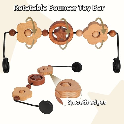 Miniatura 6 de Barra de juguete compatible con Baby Delight Bouncer, accesorio de barra de juguete de madera de gran tamaño, compatible con gorila de 14.5 a 16