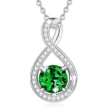 FANCIME Birthstone Necklaces for Women Fine Jewelry Sterling Silver Infinity Pendant Anniversary Birthday Mothers Day Gifts for Women Wife Mom Lady Daughter, Chain 16"+2" Extend