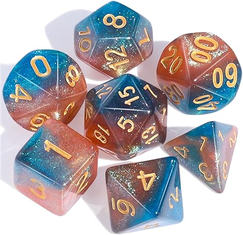 CiaraQ DND - Juego de dados poliédricos con una bolsa de dados negra para juegos de mesa de rol D&D RPG MTG