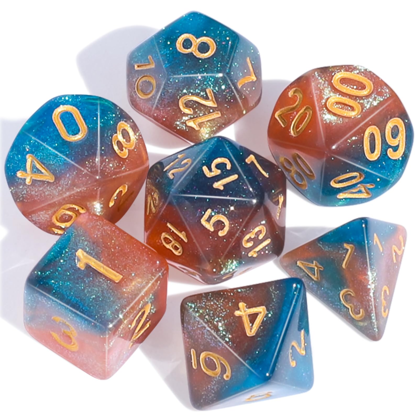 CiaraQ 7pcs Polyhedral Dice Set for Dungeon and Dragons MTG Table Games