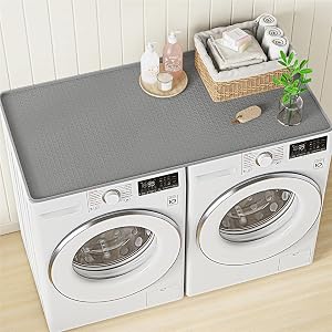 NAMTSO 54" x 27.5" Washer and Dryer Covers for the Top, 1 Pack Large Silicone Washing Machine Cover for Washer Dryer Countertop, Washer Dryer Top Protector Mat for Laundry Guard Dust Cover Pad, Gray