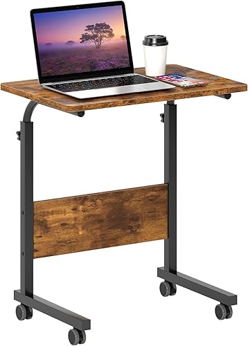 Miniatura 9 de soges Mesa auxiliar de 23.6 pulgadas con ruedas, escritorio de altura ajustable con ranura para tableta, soporte portátil para laptop para sofá y