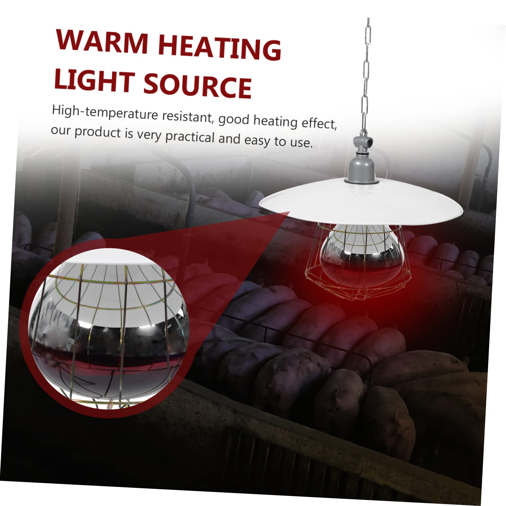 Abaodam Heizlampe für Viehkäfige mit Metallnetz und Aluminium Lampenfassung für Wärmeeffekt und Verformungsbeständigkeit im Kleinen Schweinekäfig und Brutkasten Zufällige Farbe
