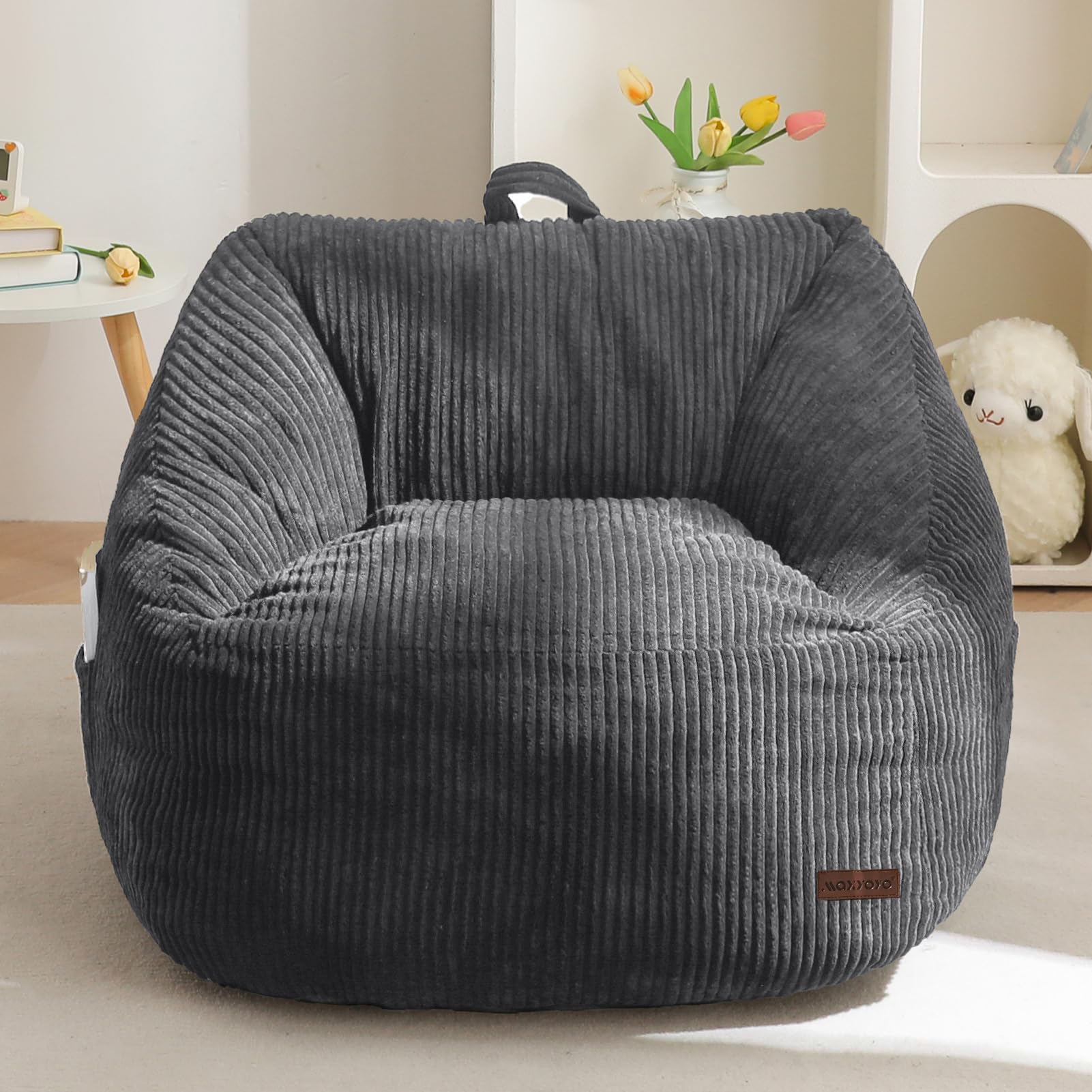 MAXYOYO Kids Bean Bag Chair, Bean Bag Couch with Handle, Comfy Toddler Chair for Boys and Girls, Accent Sofa Chair with Pocket for Gaming Reading