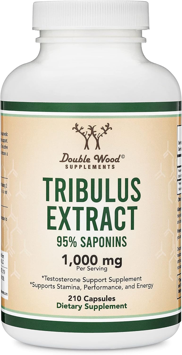 Tribulus Terrestris for Men (Purest 95% Saponin Content) 210 Capsules, 1,000mg Concentrated Natural Fruit Extract, Testosterone and Libido Support by Double Wood Supplements : Health & Household