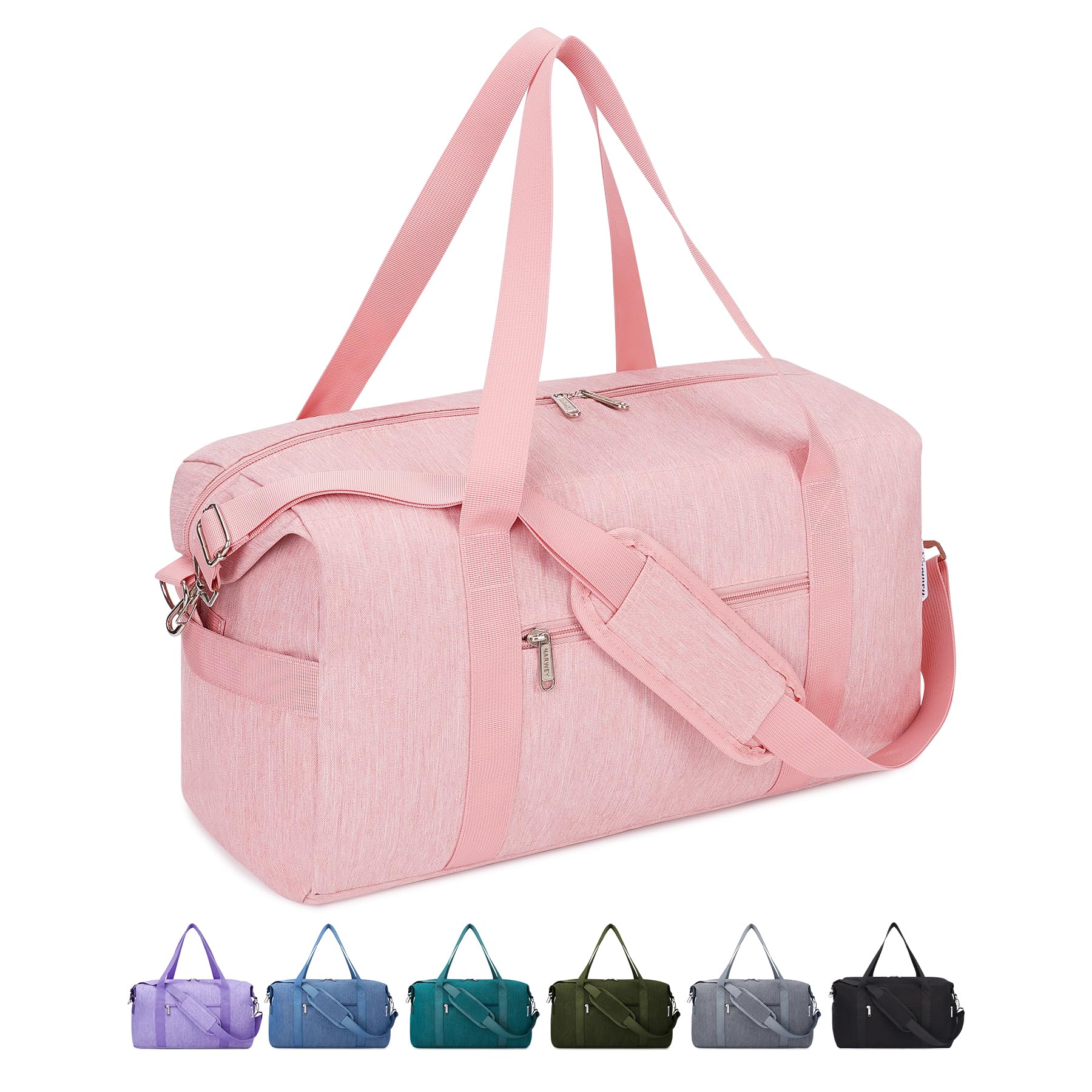 Narwey Weekender Bag for Women - Overnight Travel Duffel, Hospital, Spirit Airlines Personal Item 18x14x8, Carry-on Underseat With Wet Pocket, Small