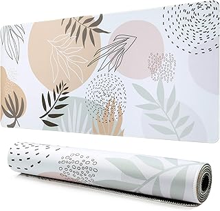 iLeadon Large Gaming Mouse Pad, Non-Slip Rubber Base Water-Resistant Computer Keyboard Mouse Mat Desk Pad Protector, 35.5 x 15.75-inch 3mm Thick XX-Large, Ideal Partner for Work & Game (Tropical Leaf)