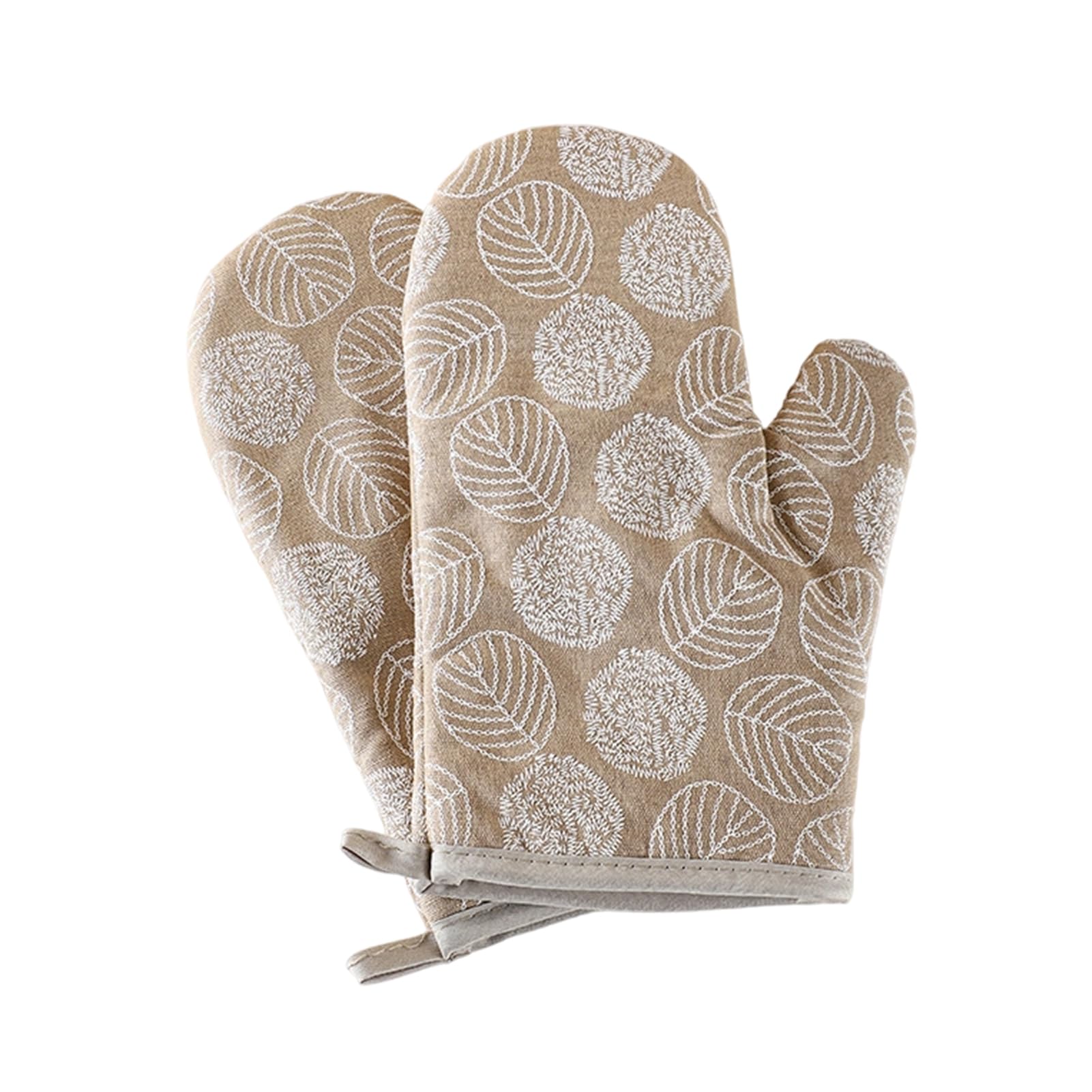Oven Gloves, Non Slip Kitchen Oven Mitts Heat Resistant, for Baking Grilling Cooking Microwave BBQ Air Fryer Hot Dishes 2Pcs Khaki
