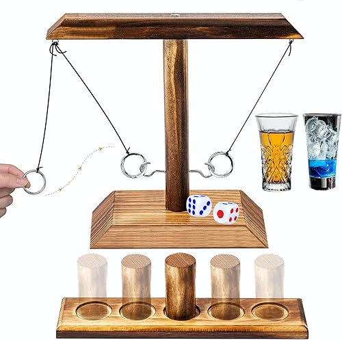 Miniatura 1 de Juego de lanzamiento de anillos para adultos y niños, juego de lanzamiento de anillos de madera de mesa para interiores y exteriores, 9.8 pulgadas