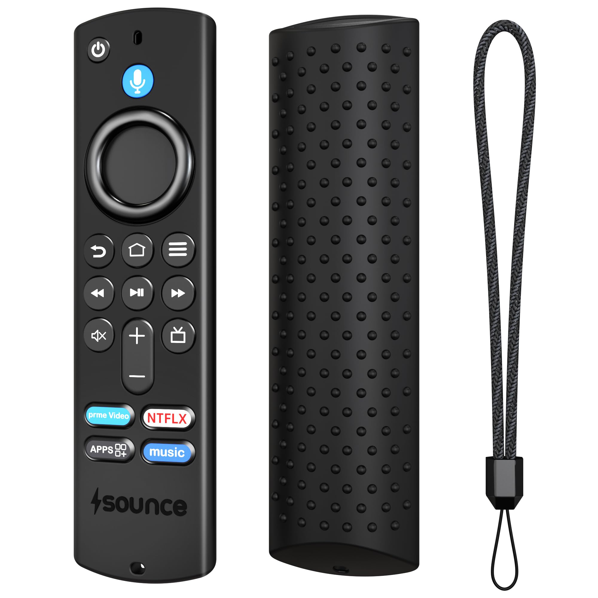 Sounce Silicone Cover Case Compatible with Fire TV Stick 3rd Gen 2021 Alexa Voice Remote – Full Protective Shockproof Sleeve with Anti-Slip Texture (D-Black) [Remote NOT Included]-image-24