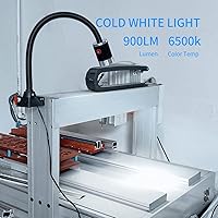 Vista 2 de Lámpara de taller LED de 900 lúmenes, lámpara flexible de cuello de cisne a prueba de agua IP65, cuello de cisne ajustable de 20" con base