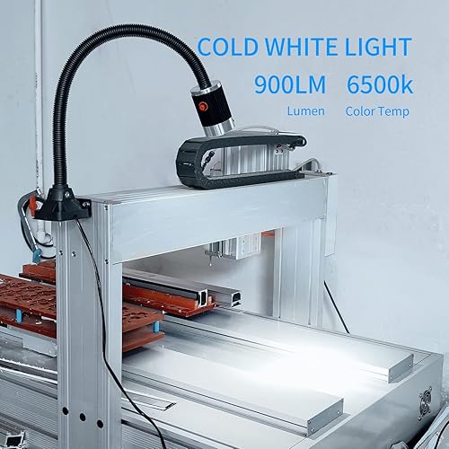 Miniatura 2 de Lámpara de taller LED de 900 lúmenes, lámpara flexible de cuello de cisne a prueba de agua IP65, cuello de cisne ajustable de 20" con base
