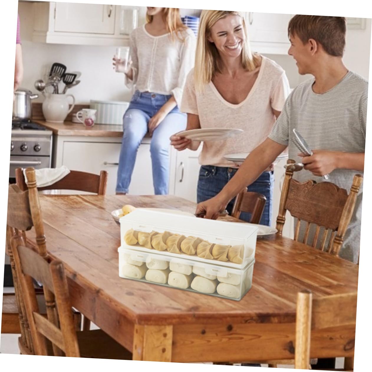 Mikinona Set de 3 Cajas Rectangulares de Plástico para Refrigerador, Capacidad 1560ml, Tapa Sellada para Conservar Alimentos y Optimizar el Orden la Cocina