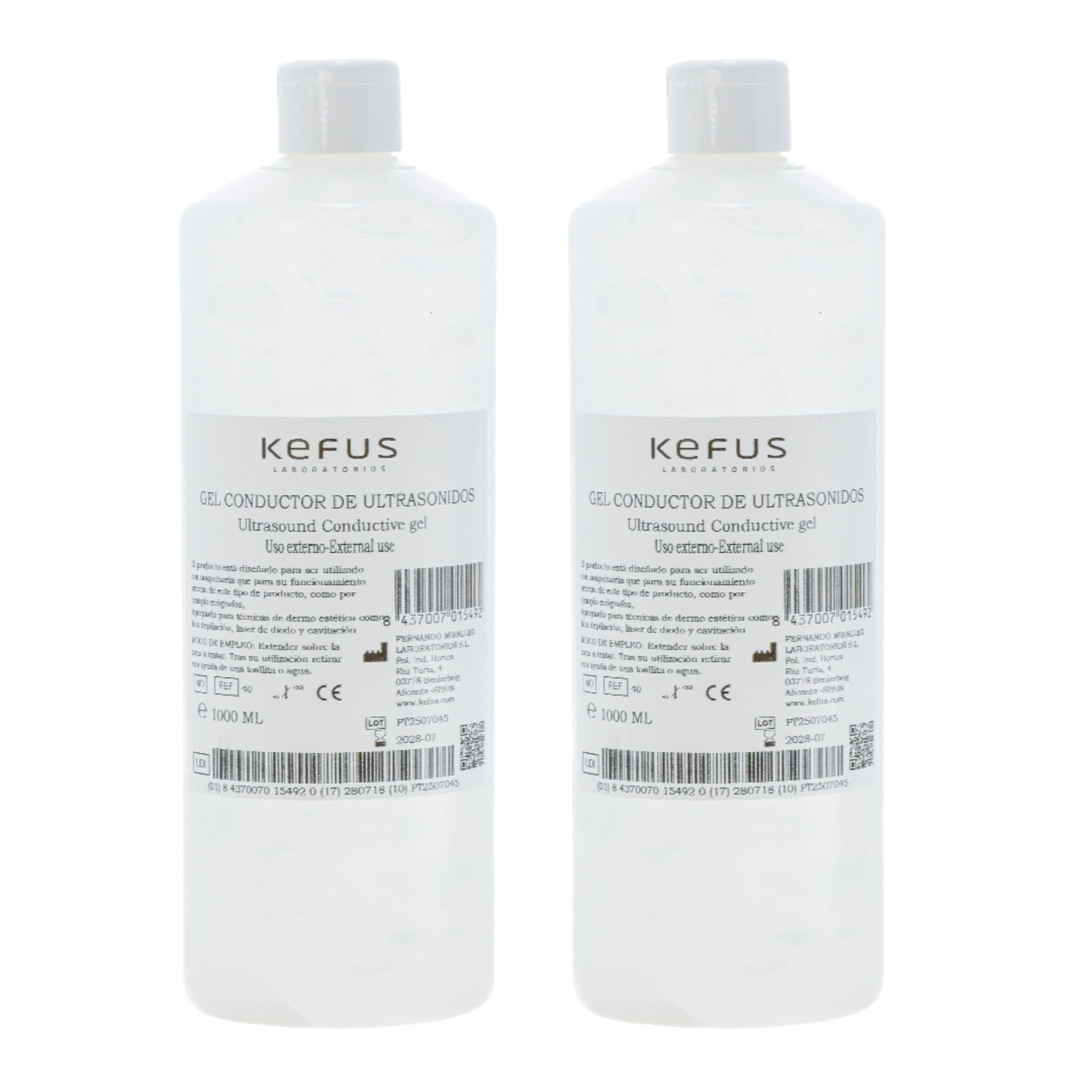 KEFUS Ultraschall-Gel 2000 ml | Medizinische und ästhetische Anwendung für Ultraschall, IPL, Radiofrequenz und Kavitation | Hohe Leitfähigkeit | Professionelle Flasche mit Dosierkappe