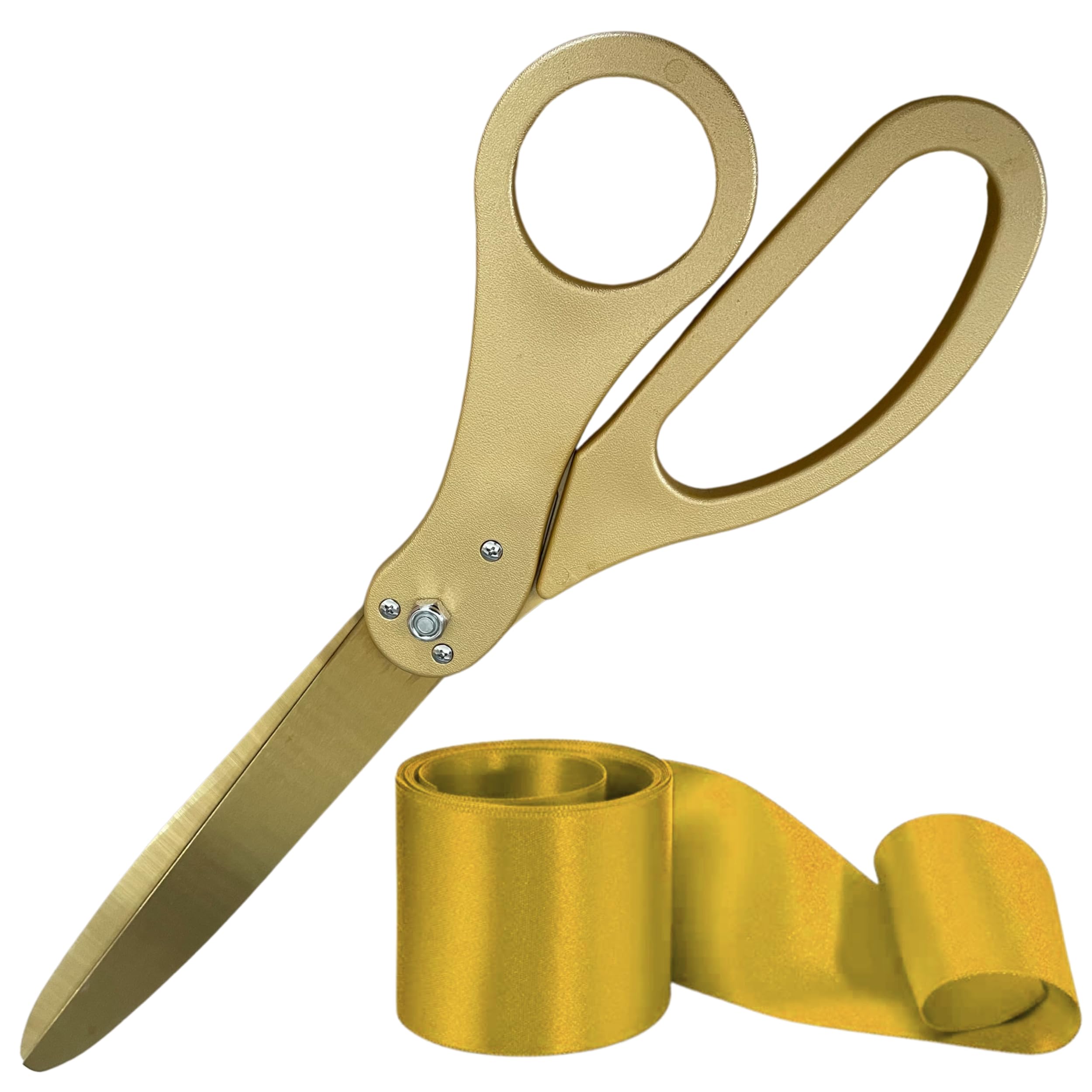 New Edition Grand Opening Ceremony Kit – Heavy Duty 25'' Scissors Gold with Golden Blades and Gold Satin Ribbon for Inauguration Ceremonies & Special Events