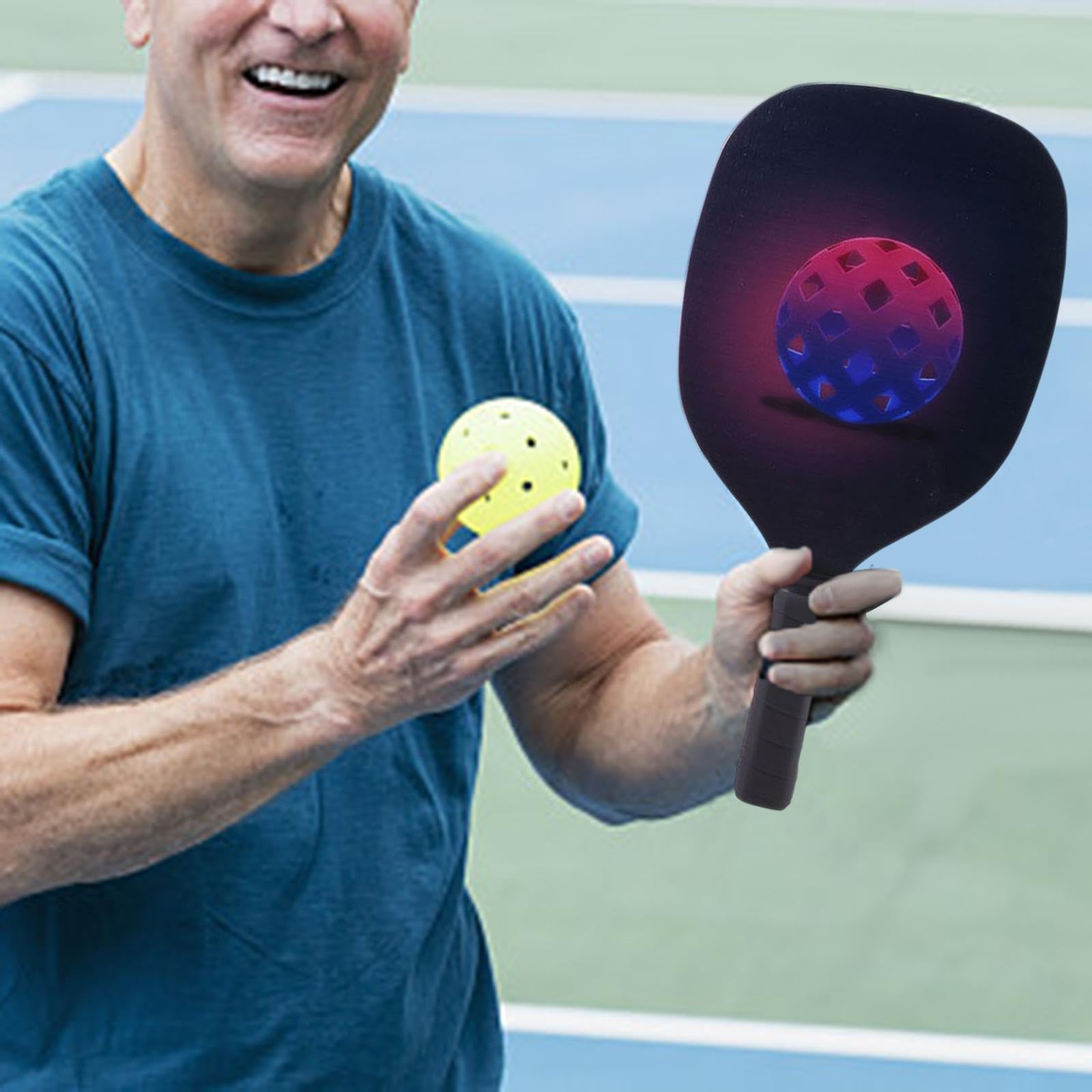 Set di Racchette da Pickleball, Racchette in Legno, 4 Palline, Racchetta da Interno, Racchetta da Pickleball Leggera e, Include, da, 4 Palline, da Interno
