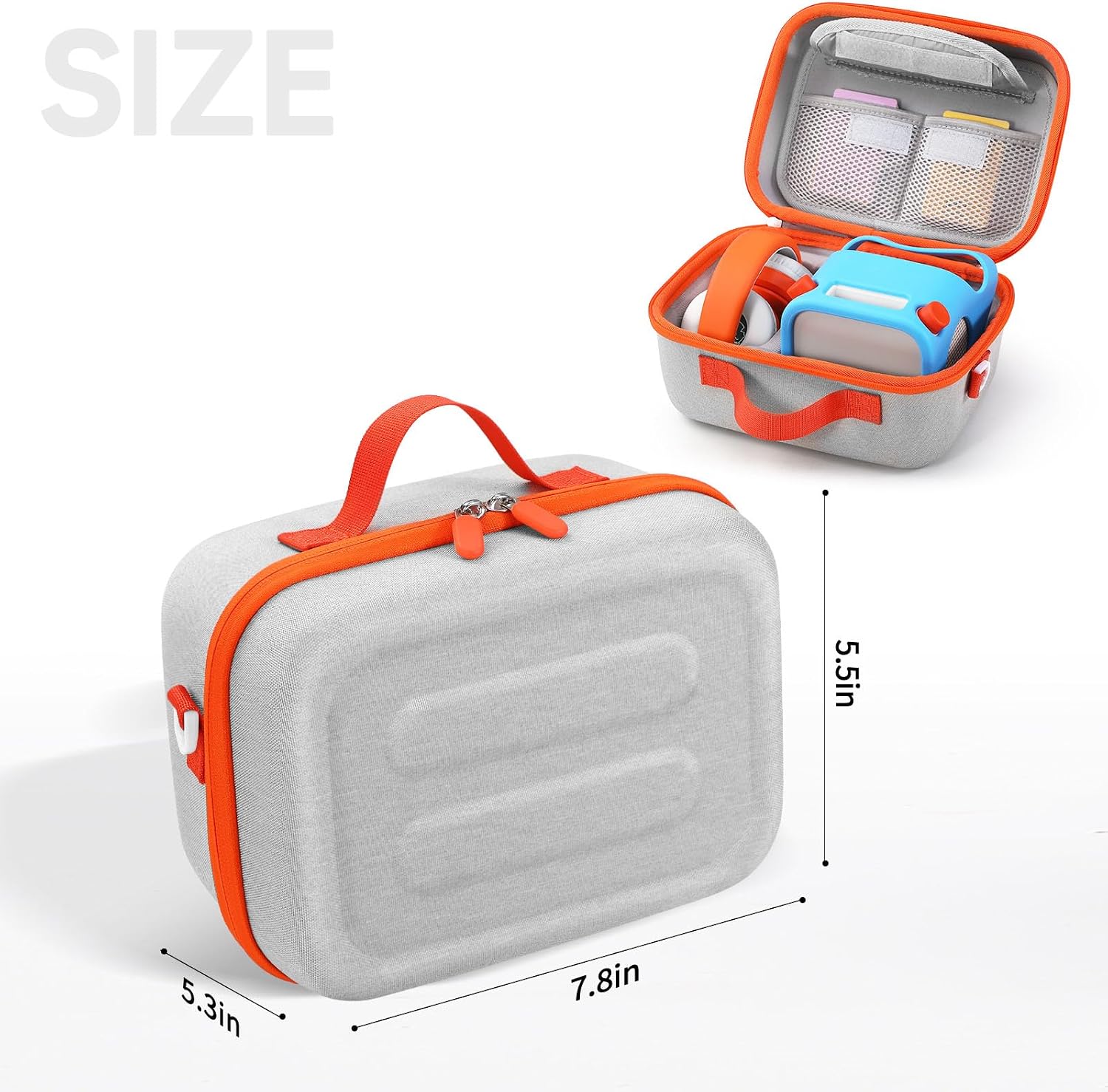 Travel Carrying Case Compatible with Yoto Player 3rd Generation Kids Audio Music Speaker, Hard Case Storage Bag for Audio Player & Headphone Accessories, with Shoulder Strap (Gray)