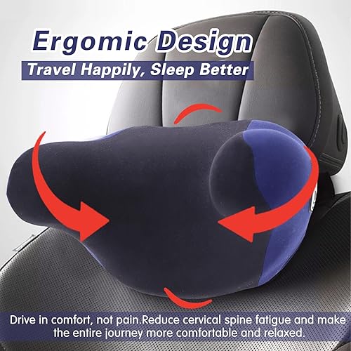 Miniatura 6 de SPRFUFLY Exclusive U-Shaped Car Headrest Pillow, Car Pillow for Driving Seat, Space Memory Foam & Removable Cover, Extreme Comfort Travel Car Azul