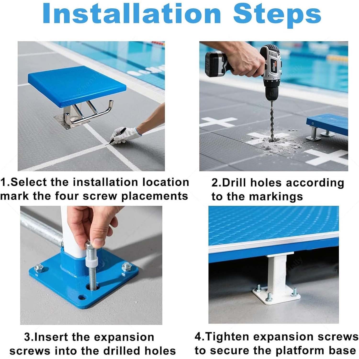 Tavola per immersioni per piscine pesanti, supporto inclinato a 15° con superficie antiscivolo, piattaforma di immersione sicura per piscine interrate e fuori terra