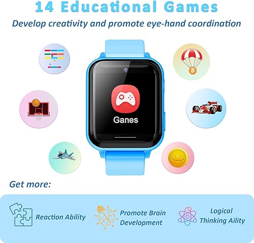 Miniatura 7 de PTHTECHUS Reloj inteligente para niños  Reloj inteligente para niños y niñas con juego de música, reproductor de MP3, video HD, cámara selfie,