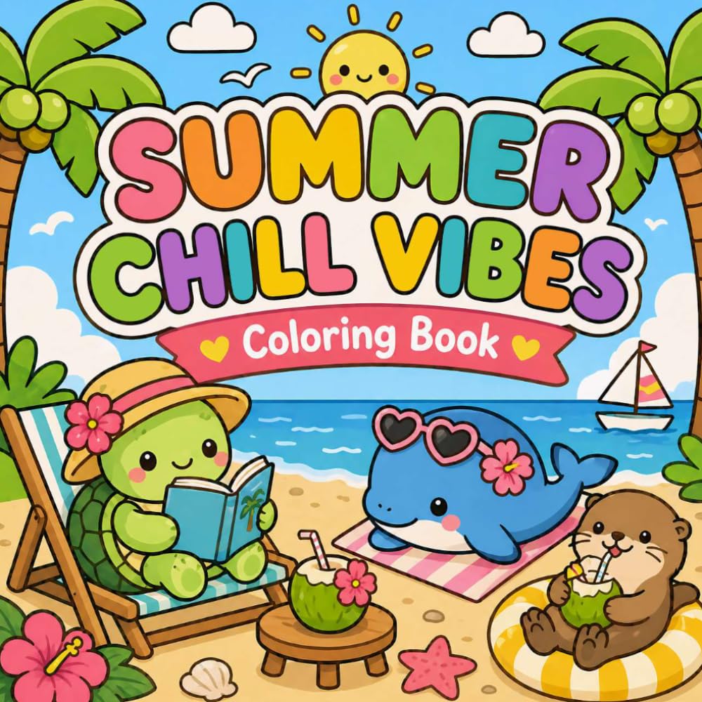 Summer Chill Vibes: Coloring Book for Kids