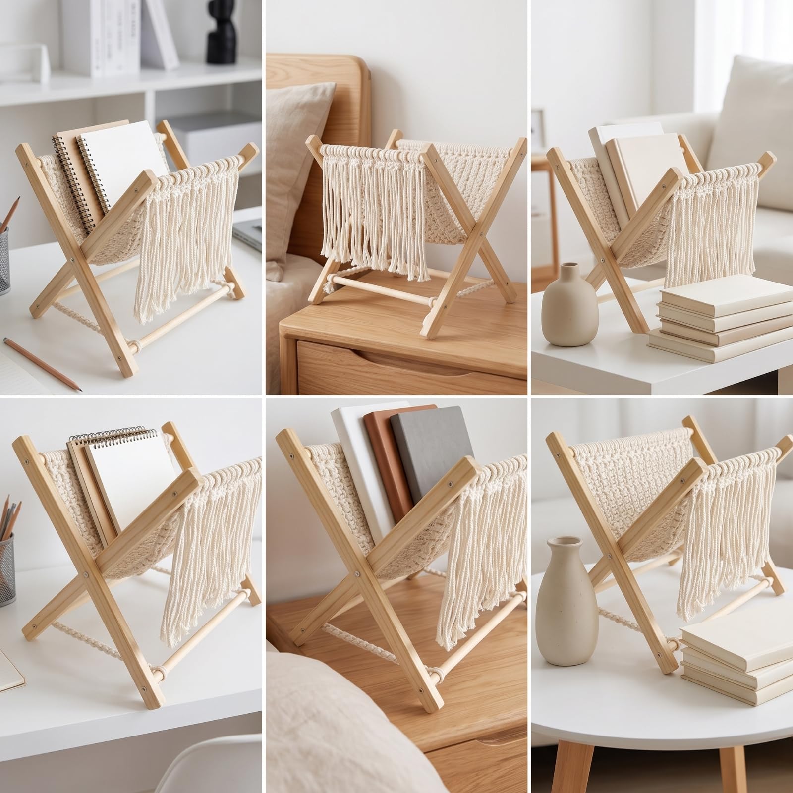 Stabil Zeitschriftenständer mit Makramee, Style to 1, 32 × 32 cm