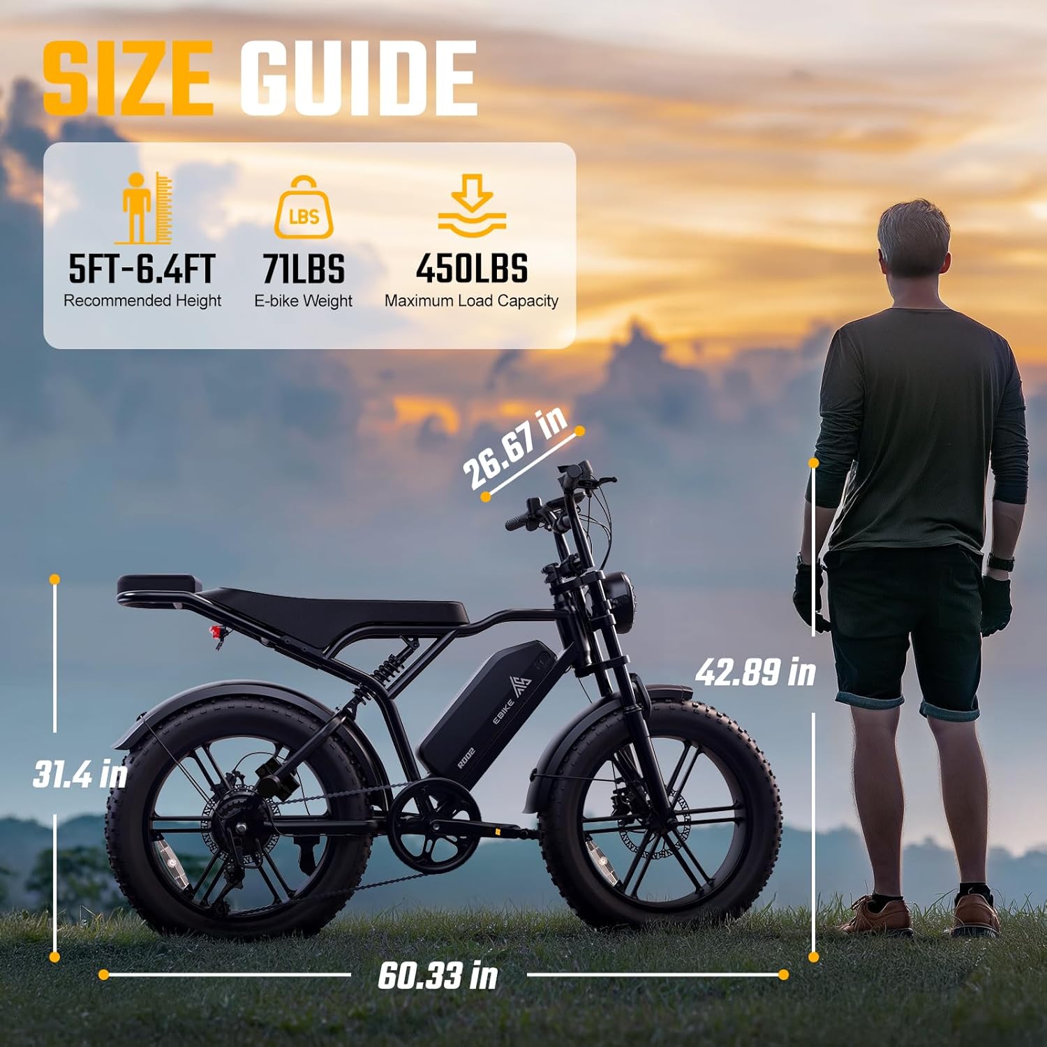 TST Electric Bike for Adults, 1500W Peak Motor 28 MPH 60/100 Miles Fat Tire Ebike with 48V 15Ah/25Ah Removable Battery 20" Electric Dirt Bike Full Suspension and 7-Speed