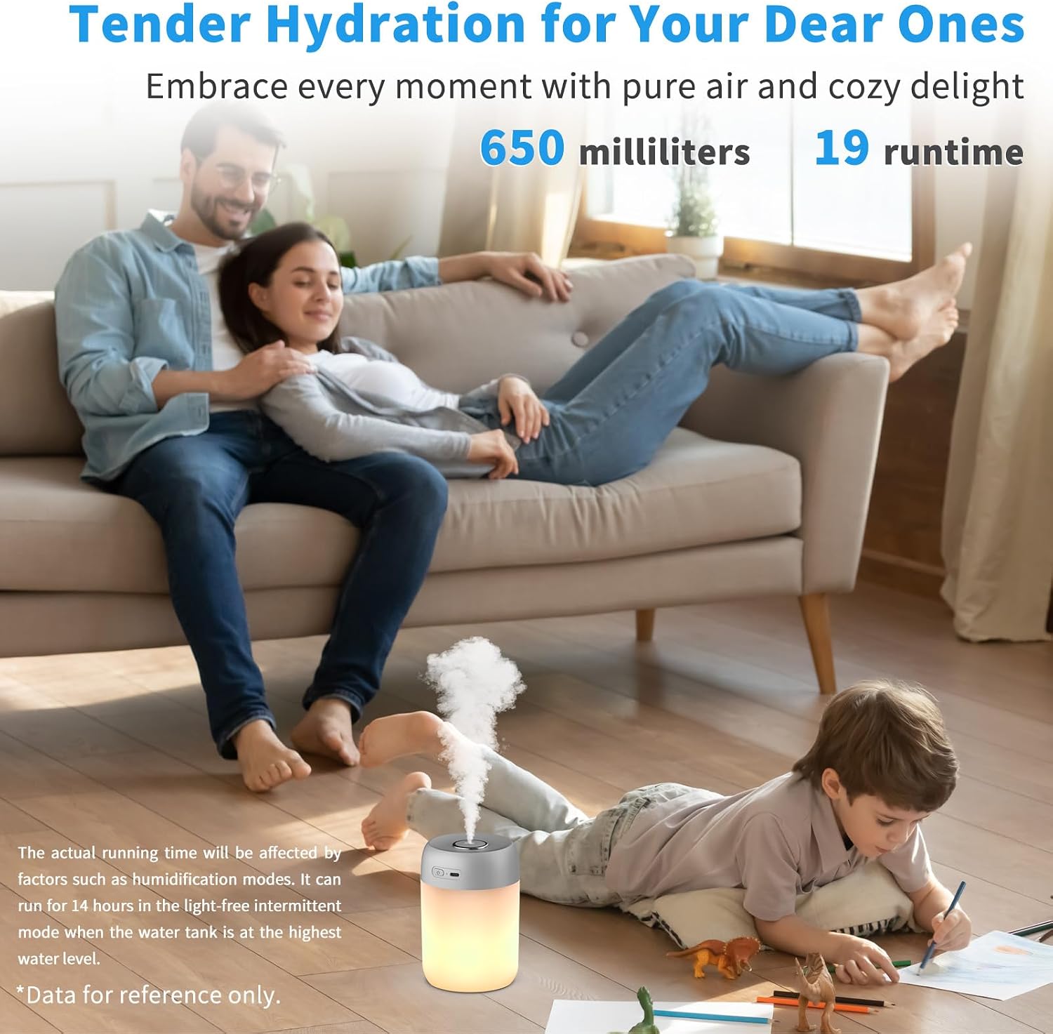 Night Lights Humidifiers For Bedroom, USB Rechargeable, LED Lights For Bedroom,4 Mode Portable Humidifier Fit For Various Scenarios,<28dB, Auto Shut-off, Ideal For Home Travel Plants(Gray）