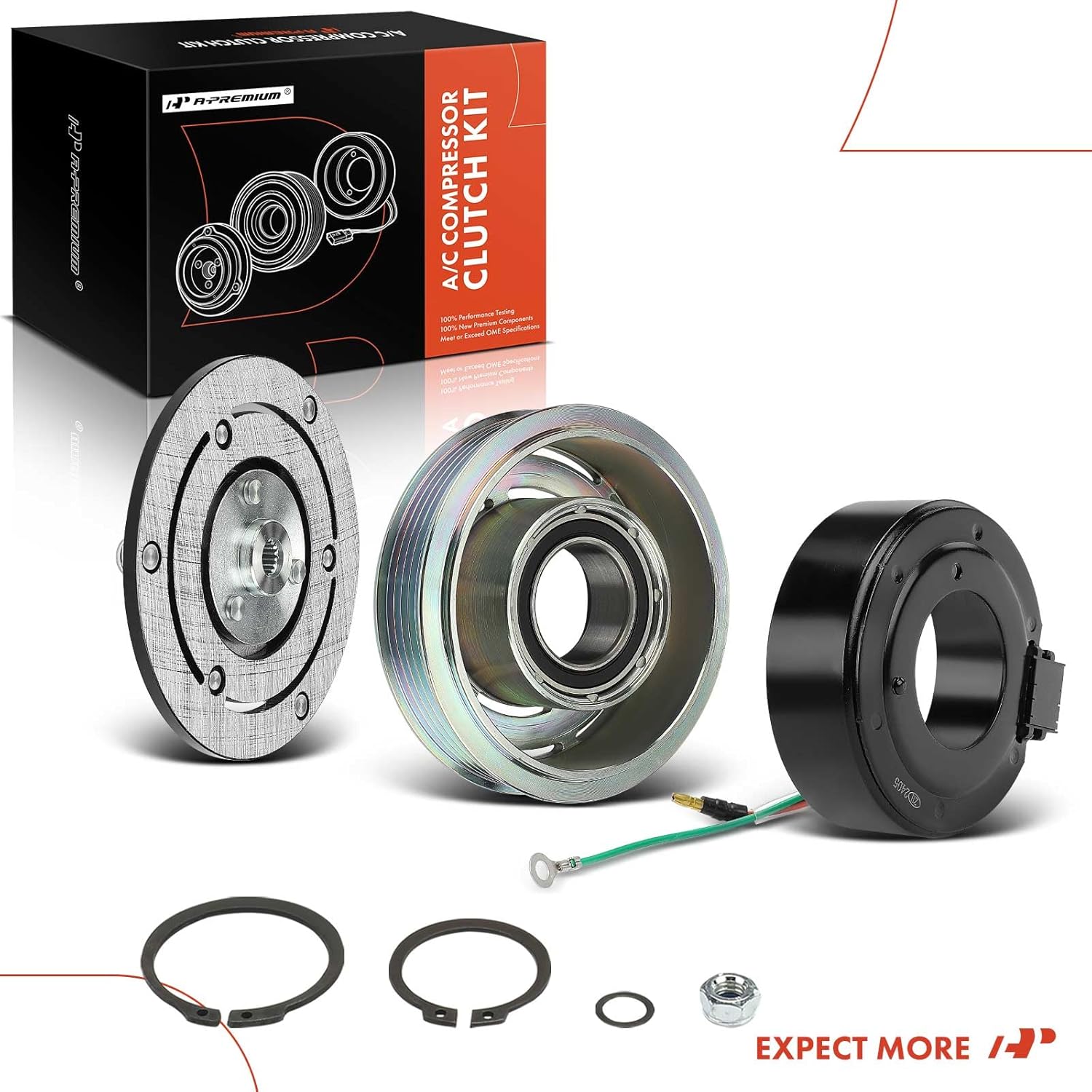 A-Premium Air Conditioner AC Compressor Clutch Kit Compatible with Honda Fit 2007-2008 1.5L