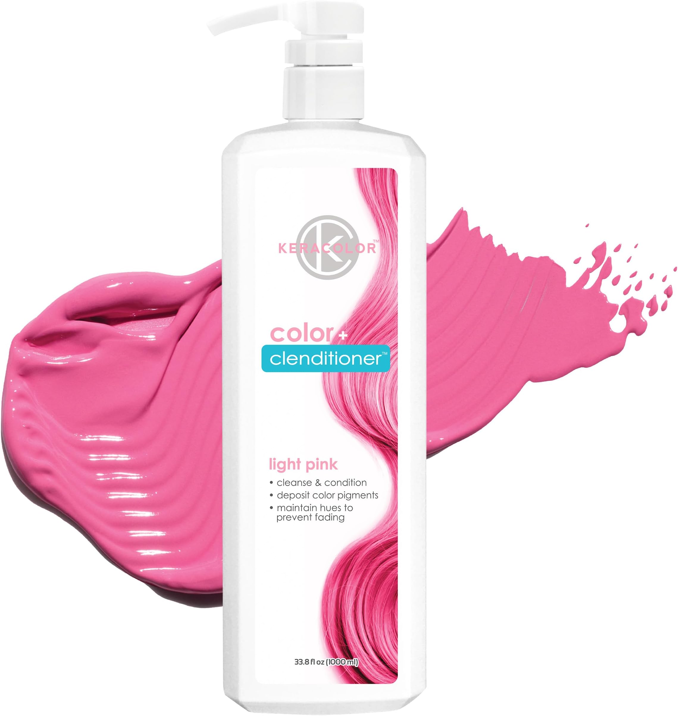 Keracolor Clenditioner LIGHT PINK Hair Dye - Semi Permanent Hair Color Depositing Conditioner, Cruelty-free, 33.8 Fl. Oz.
