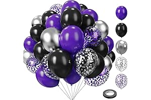 Purple and Black Balloons 75-Pack: Halloween, Graduation, Birthday Decorations