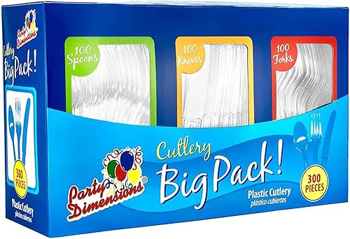 Miniatura 2 de Party Dimensions Caja de cubiertos combinada de 300 unidades, color blanco