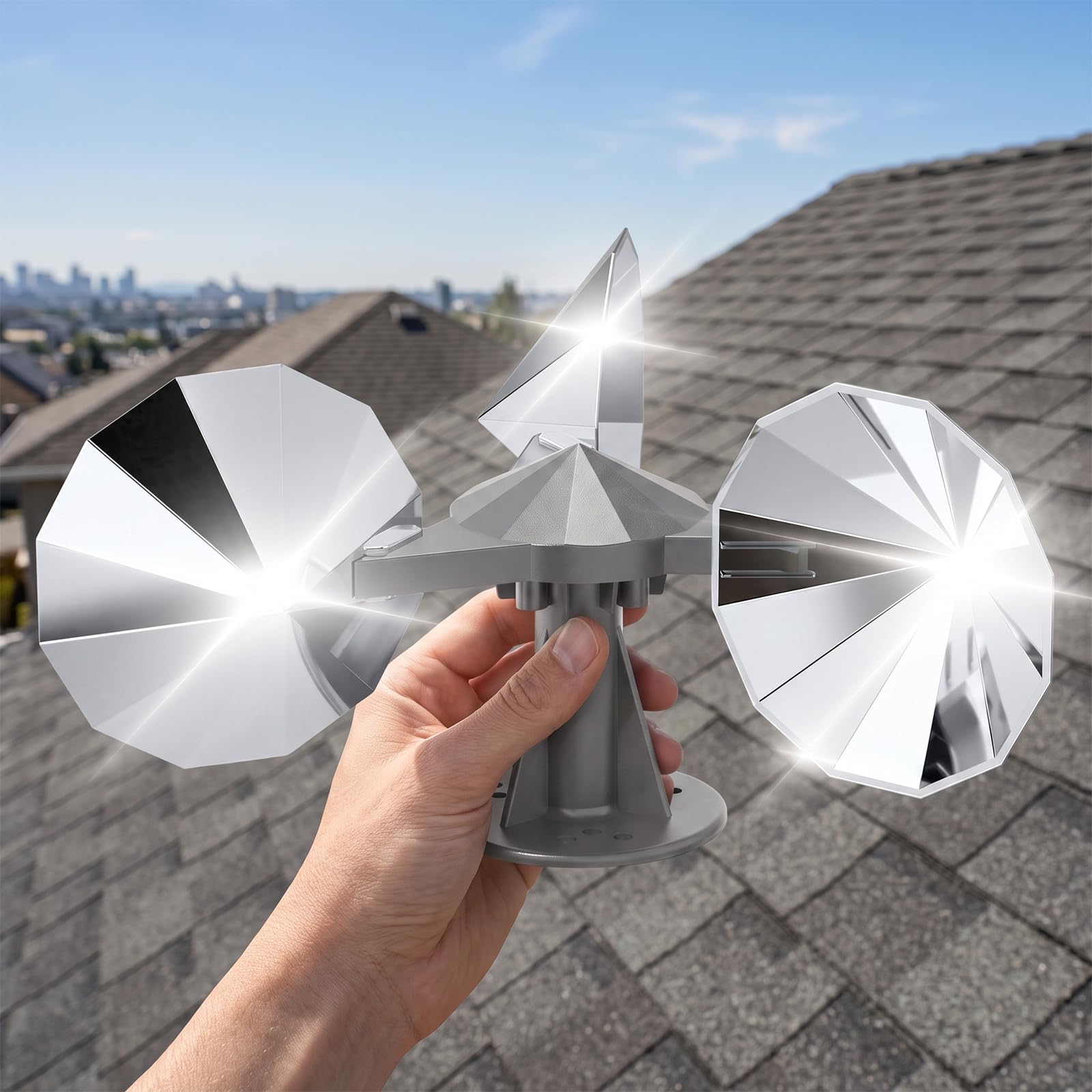 Windbetriebenes Vogelschreckgerät, 360° rotierende, reflektierende