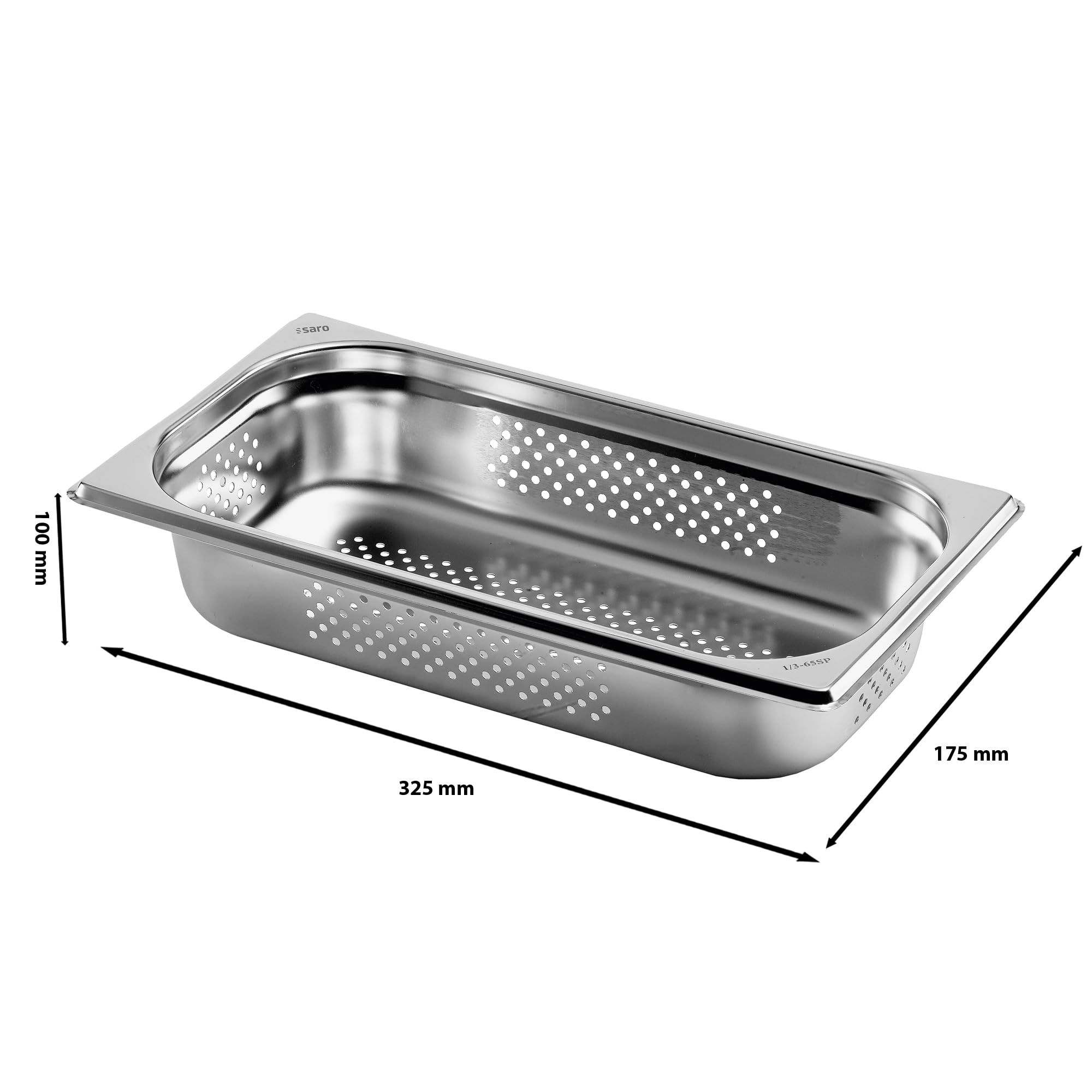 SARO BUDGET LINE Recipiente GN 1/3 perforado, acero inoxidable, 100 mm de profundidad, para ollas a vapor y baño maría, 4 l