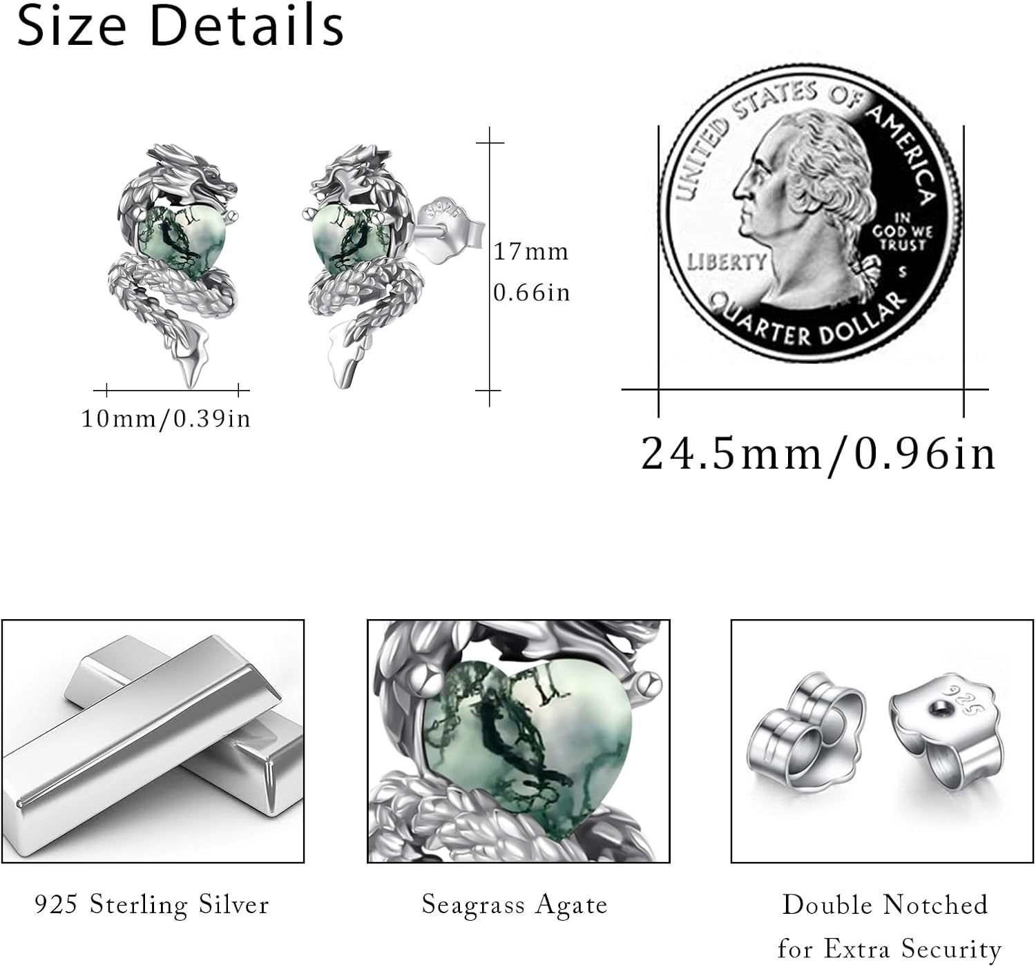 OHAYOO Dragon Stud Earrings 925 Sterling Silver Dragon Studs Earrings Vintage Dragon Jewelry Gift for Women Men - Image 4