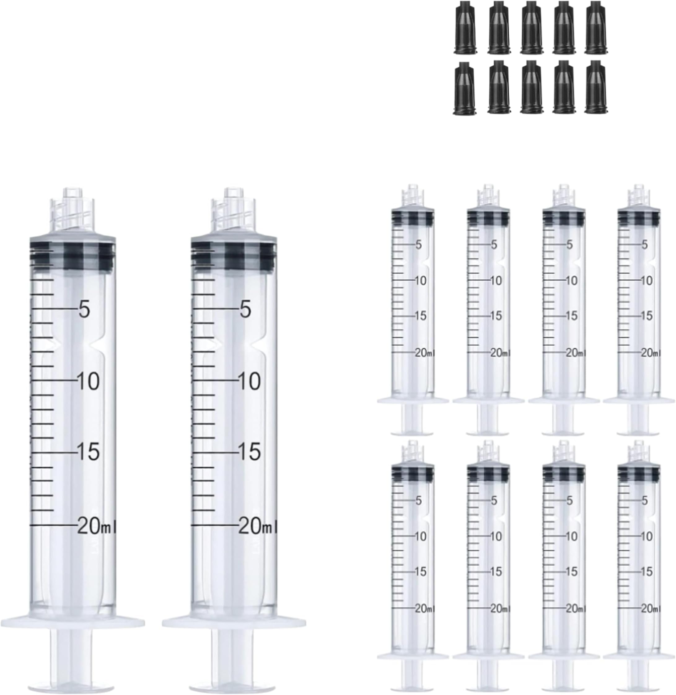 10 Pack 20 ml Syringe for Liquid Without Needle,Luer Lock Syringes with Cap, Individually Wrapped,Measurement for Scientific Labs,Measuring Liquids,Pet Feeding,Oil or Glue Applicator (B 10 Pack 20ml) Luer Lock