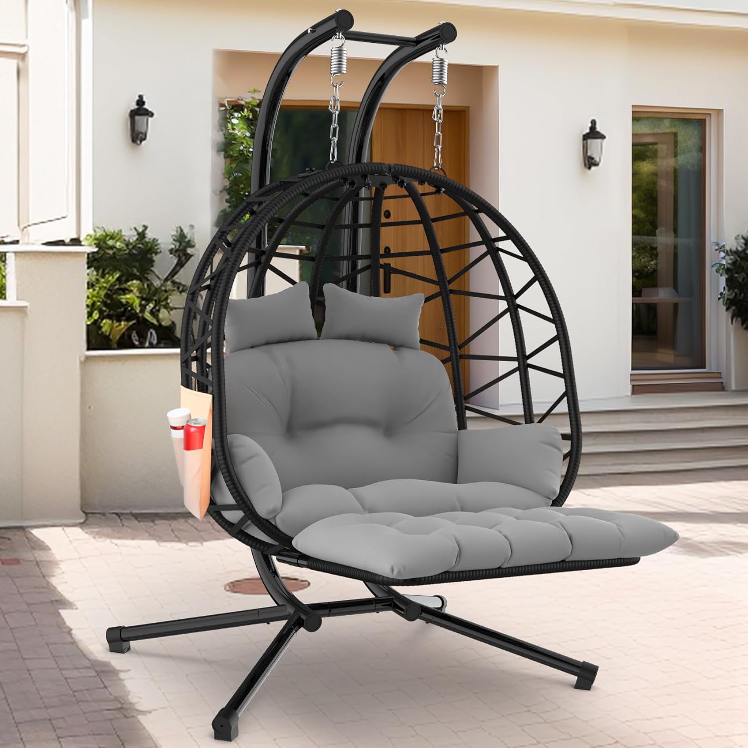ZENPETIO 2-Person Hanging Egg Chair with Stand