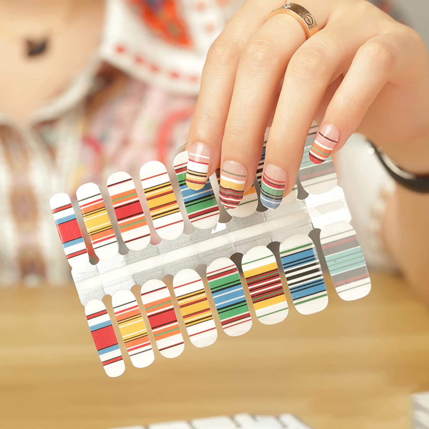 Amazon.com: Nail Wraps for Women, DANNEASY 5 Sheets Rainbow 