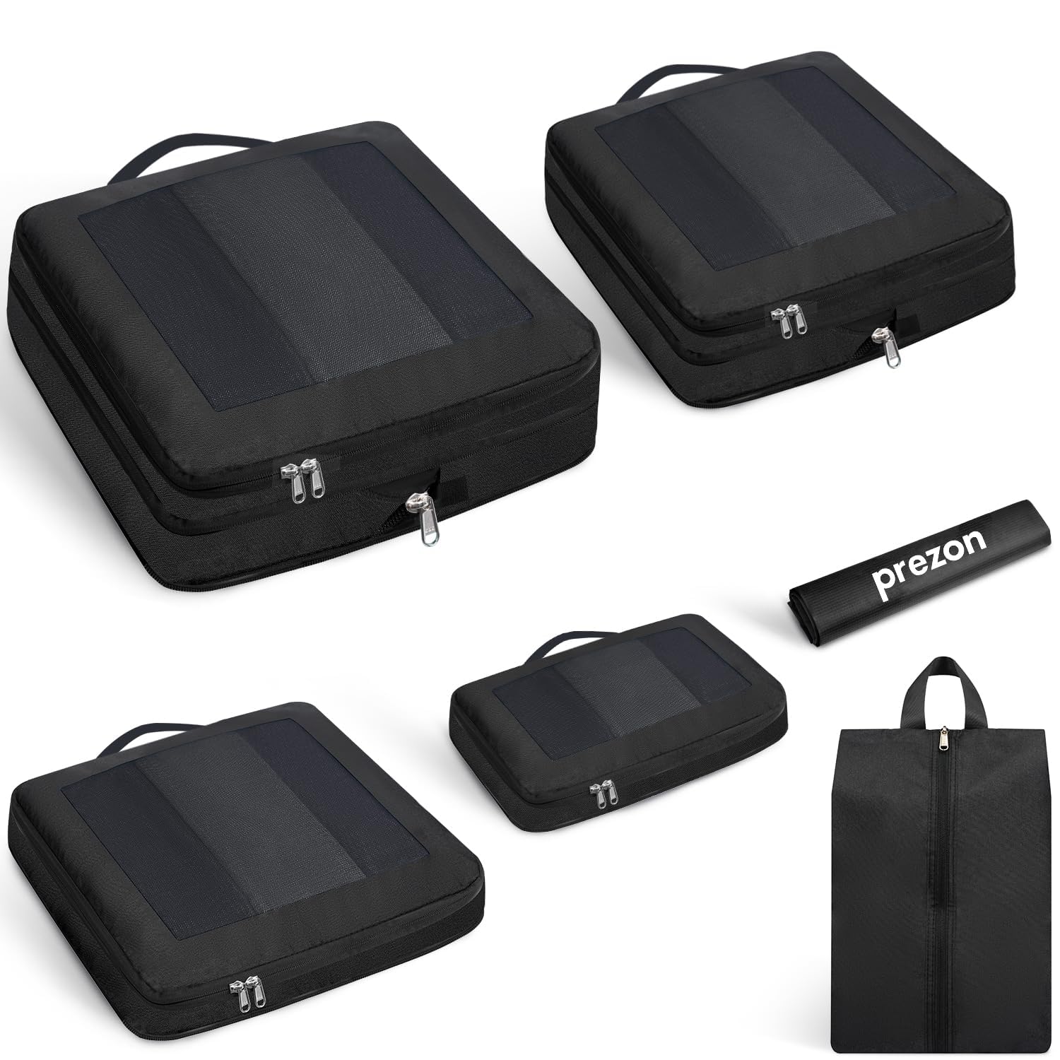 Sponsored Ad – Compression Packing Cubes for Carry on Luggage, Full Open & Mesh Visible Design, 6 Set Expandable Travel Packing Organizer with Laundry Bag and Shoe bag for Vacation, Camping, Business