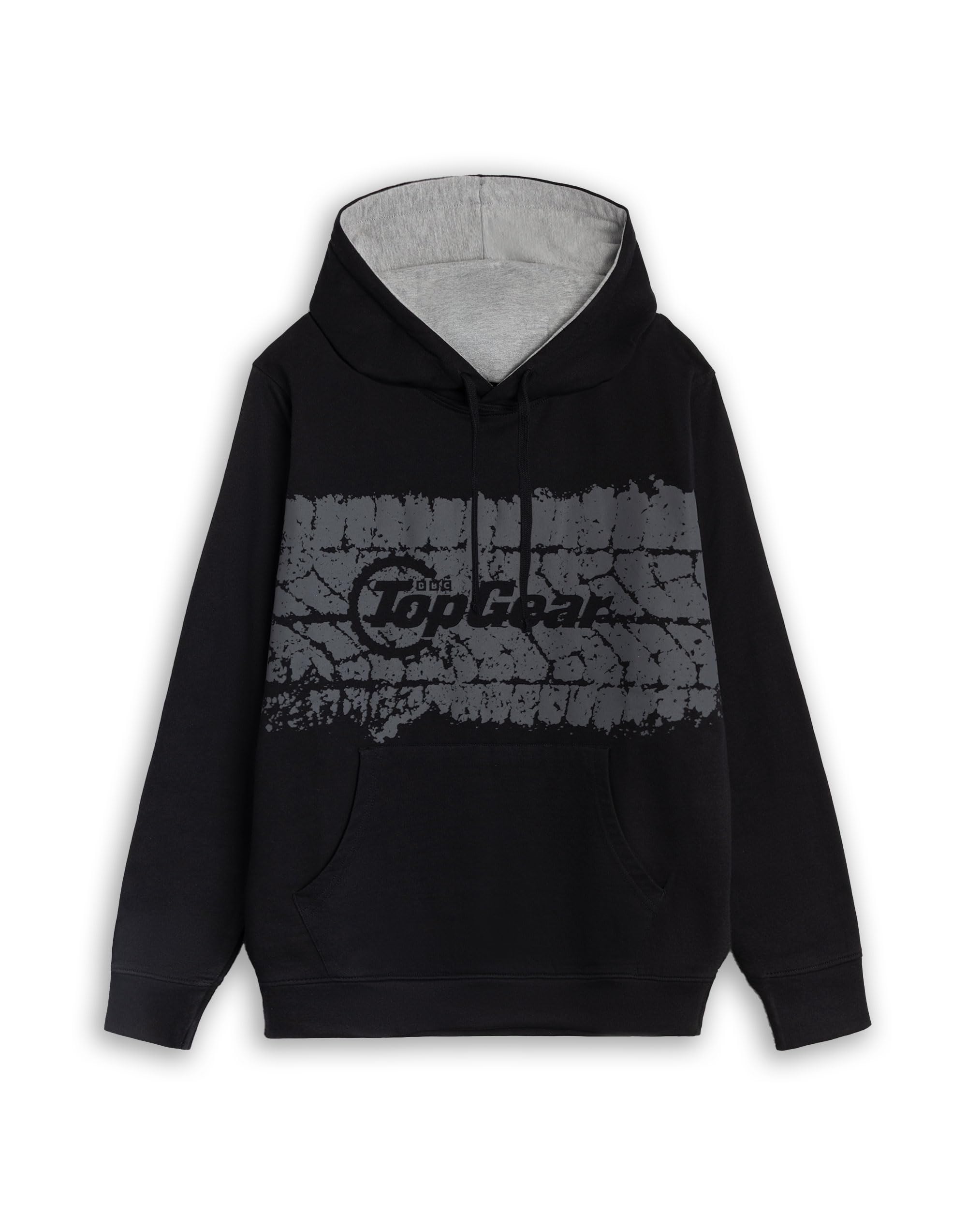 Top Gear Unisex Charcoal Black Hoodie | Long Sleeve Hooded Top With Tyre Print | Casual Wear For Tv Show Fans | Classic Design For Everyday Use Merch - Large