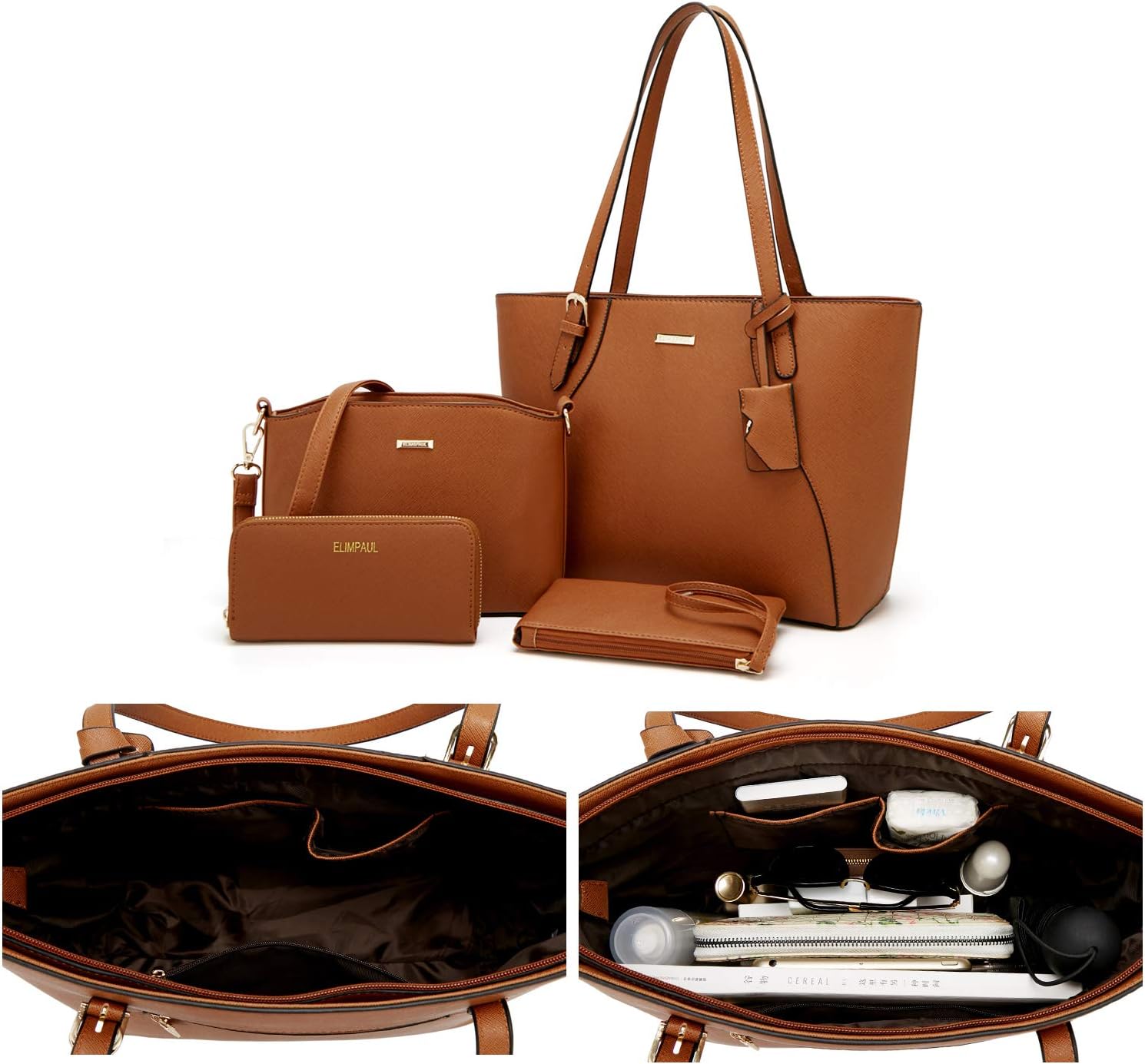 Women Fashion Handbags Wallet Tote Bag Shoulder Bag Top Handle Satchel Purse Set 4pcs - Image 6