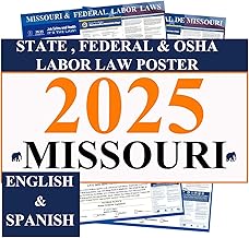 KIKIGO 2025 Missouri State and Federal Labor Laws Poster - OSHA Workplace Compliant 24" x 36" - All in One Required Posting -(English & Spanish Combo)