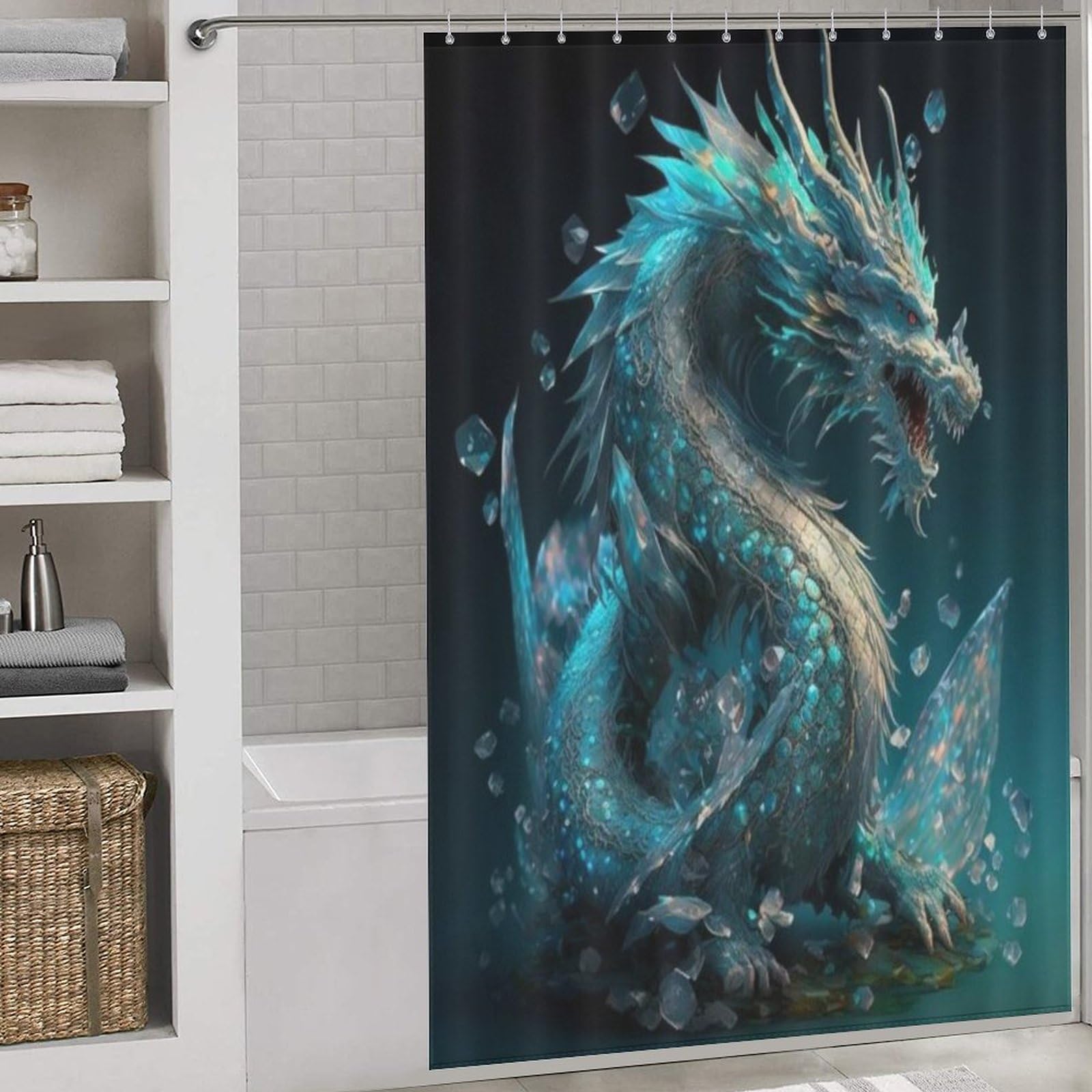 Rideau de douche dragon pour baignoire familiale et moderne 152x183