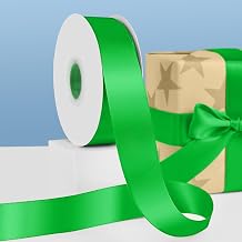 Green Ribbon 1" x 25 Yards, Double Face Satin Ribbons for Christmas Gift Wrapping, Flower Bouquet, Weddings Party, Invitation Decorations and More