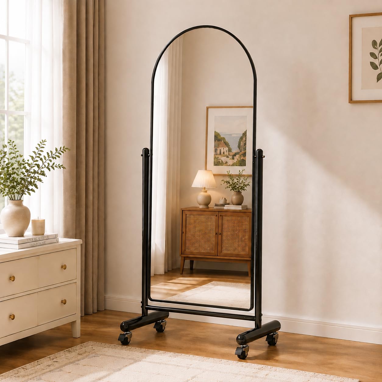 Photo 1 of Smabei Arched Full Length Mirror with Wheels 65" x 24"