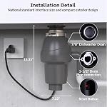 Badger 5 Garbage Disposal, 1/2 HP Continuous Feed, Includes Air Switch & Accessories, Easy Install Food Waste Disposer, Black, for Kitchen Sink