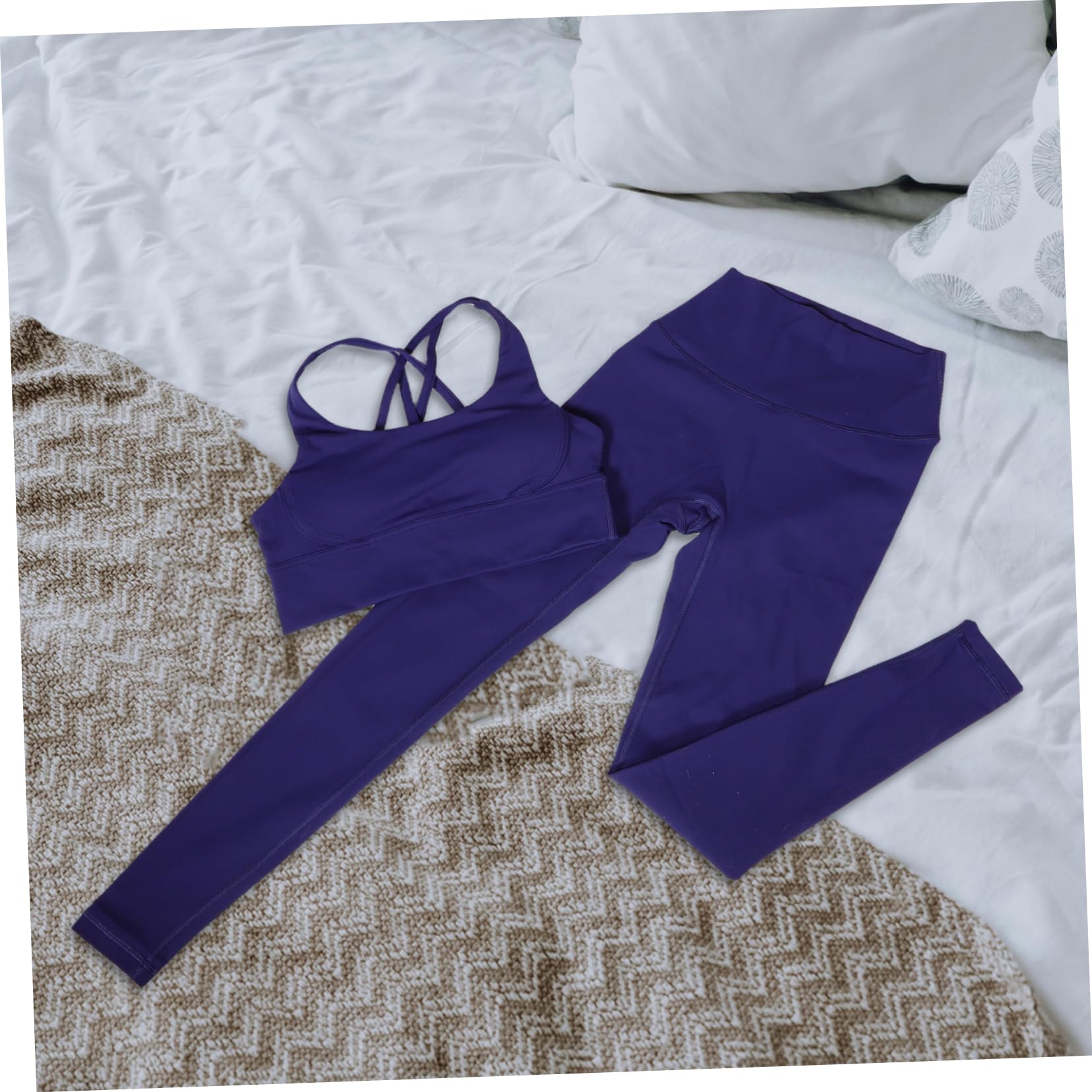 1 Leggings Und Sport- Für Frauen Hochbund Yoga-Leggings Atmungsaktive Workout-Hosen Für Fitness Laufen Und Gym Cross-Back Design Nachtmeerfarben