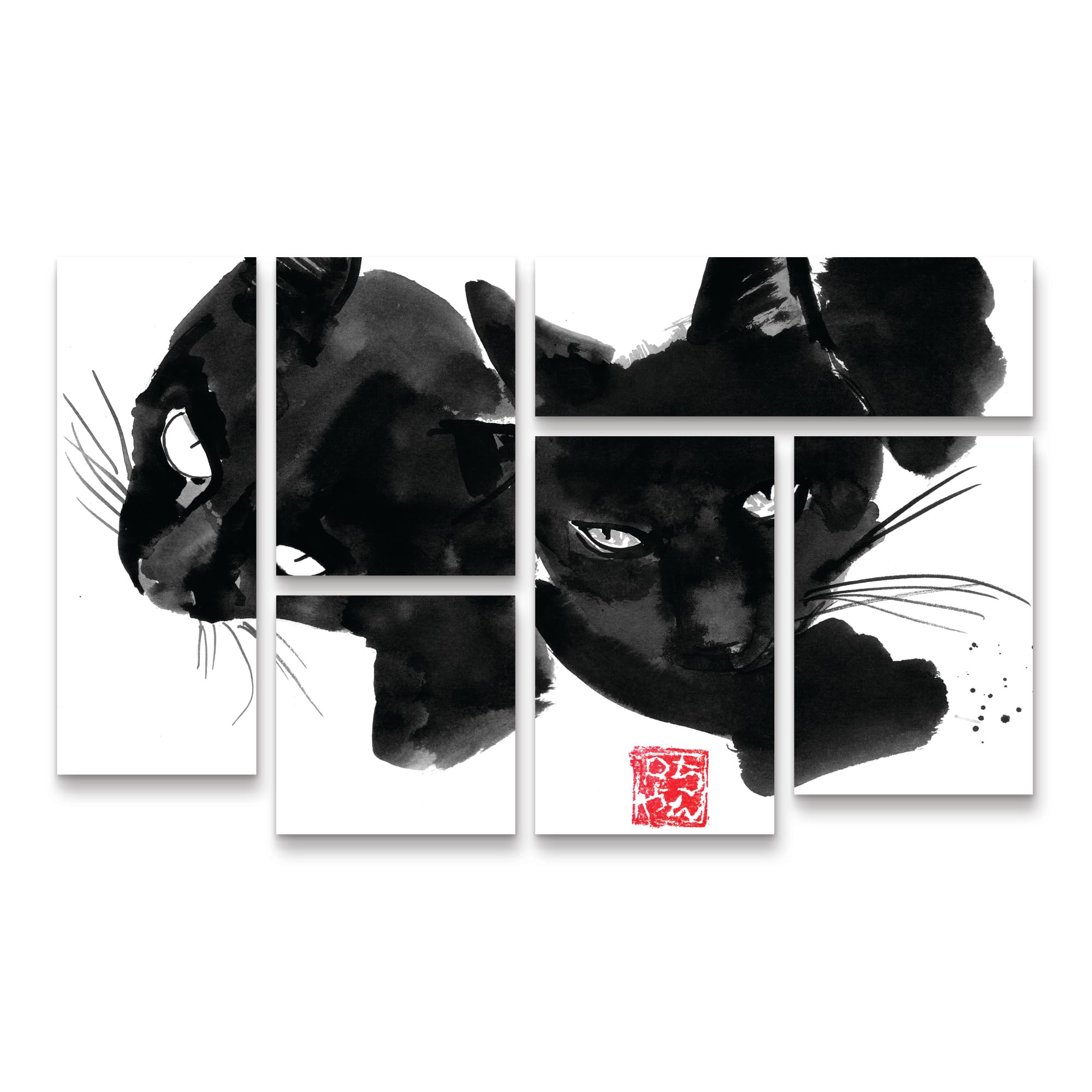 Trademark Fine Art 6 Piece Panel Set Art - Pechane Pom Wollie Wall Art for Living Room Bedroom