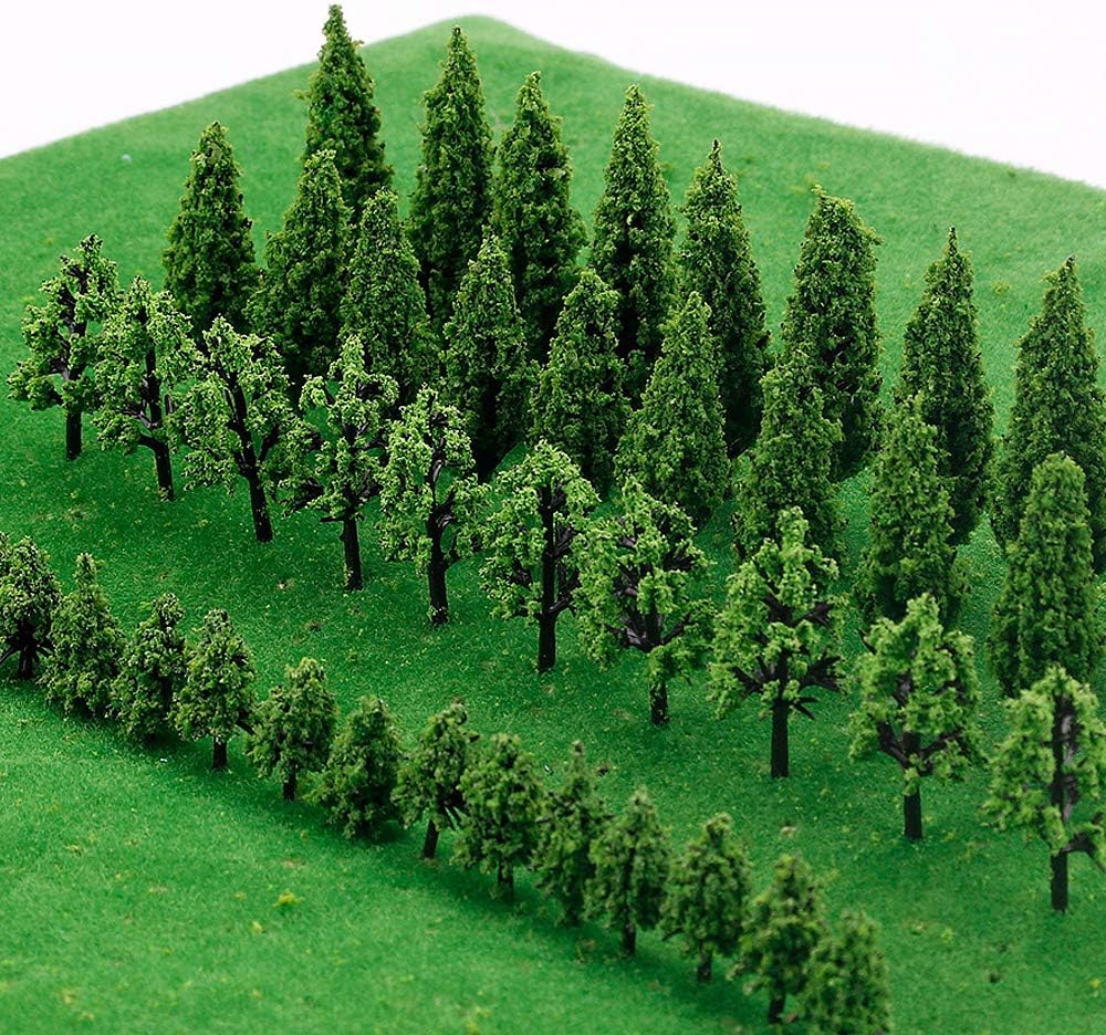 50pcs Model Trees, Diorama Tree, Miniature Tree Model, Model Train Trees for DIY Landscape Landscape, Natural Green